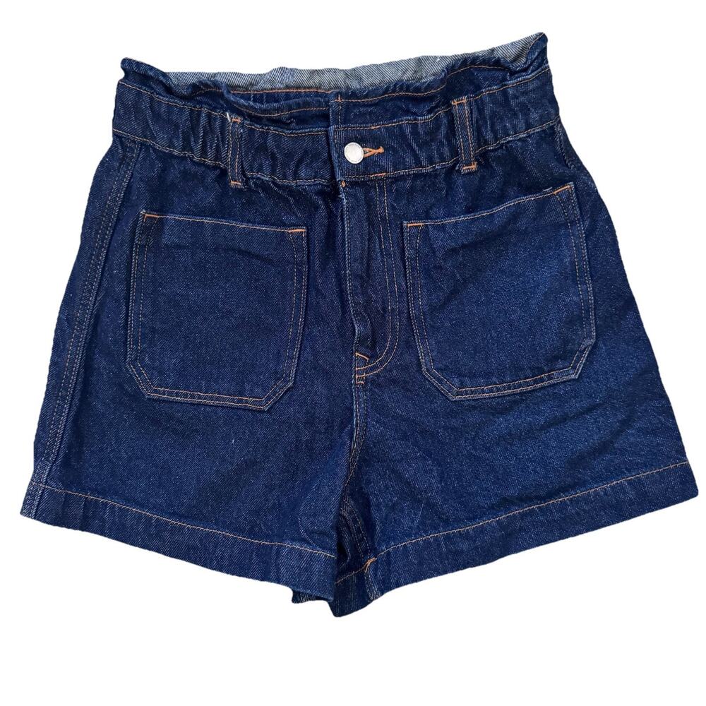 Zara Womens Denim Paper bag Pocket Shorts Sz 6 Medium Wash Classic Capsule